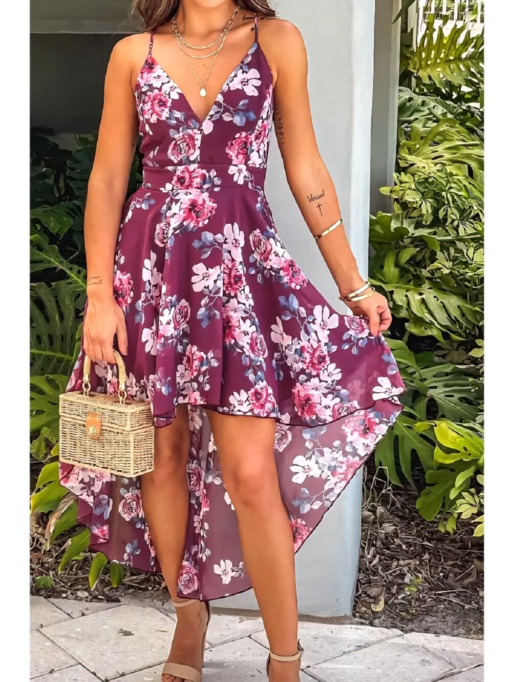LAST ONE! High-low Floral Dress With Lace Back - Picture 3 of 6